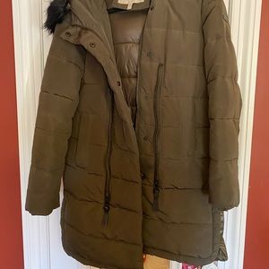 Derek Lam Green Parka with removable fur lined hood